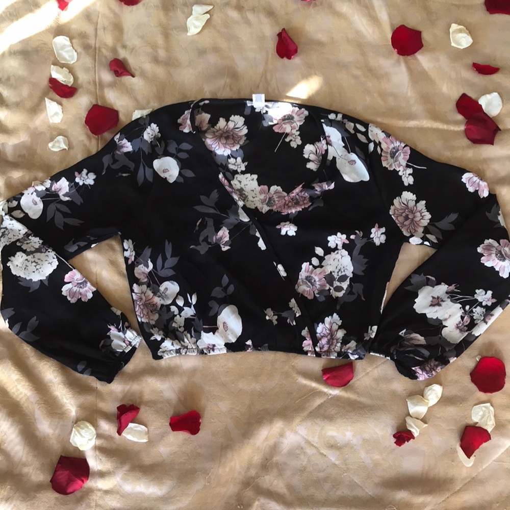 Thin see through floral long sleeve